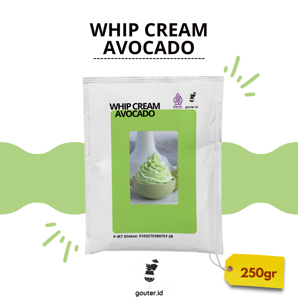 

Whipped Cream Bubuk Rasa Avocado 250gr Whip Cream Topping Minuman Kue Whipped Cream Wippy Cream