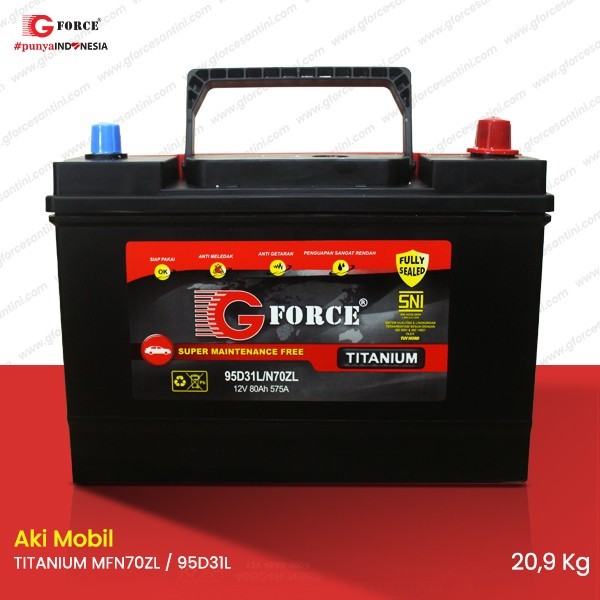 G Force Aki Mobil Bebas Perawatan Titanium MF N70ZL/95D31L