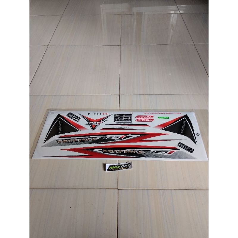 striping wave 125i Supra x 125 helm in putih