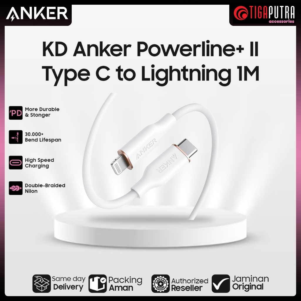 Kabel Charger Anker PowerLine+ II Type-C to Lightning