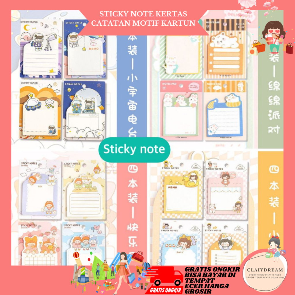 

KERTAS STICKY NOTE MOTIF HEWAN TEMPELAN CATATAN MEMO KARAKTER LUCU