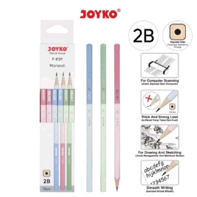 

(1Pak/12pcs) Pensil Pencil Joyko P-8129 2B Morandi