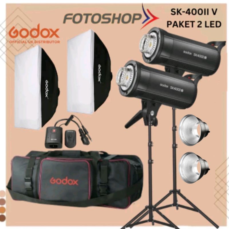 PAKET GODOX SK 400ll SK-400ll V SK 400 llV LAMPU STUDIO VIDEO LIGHTING
