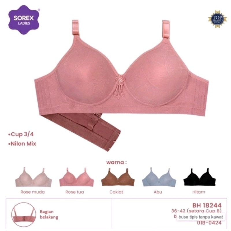 Bra Sorex Bra BH Cup B Busa Tipis Tanpa Kawat 36-42 Art 18244