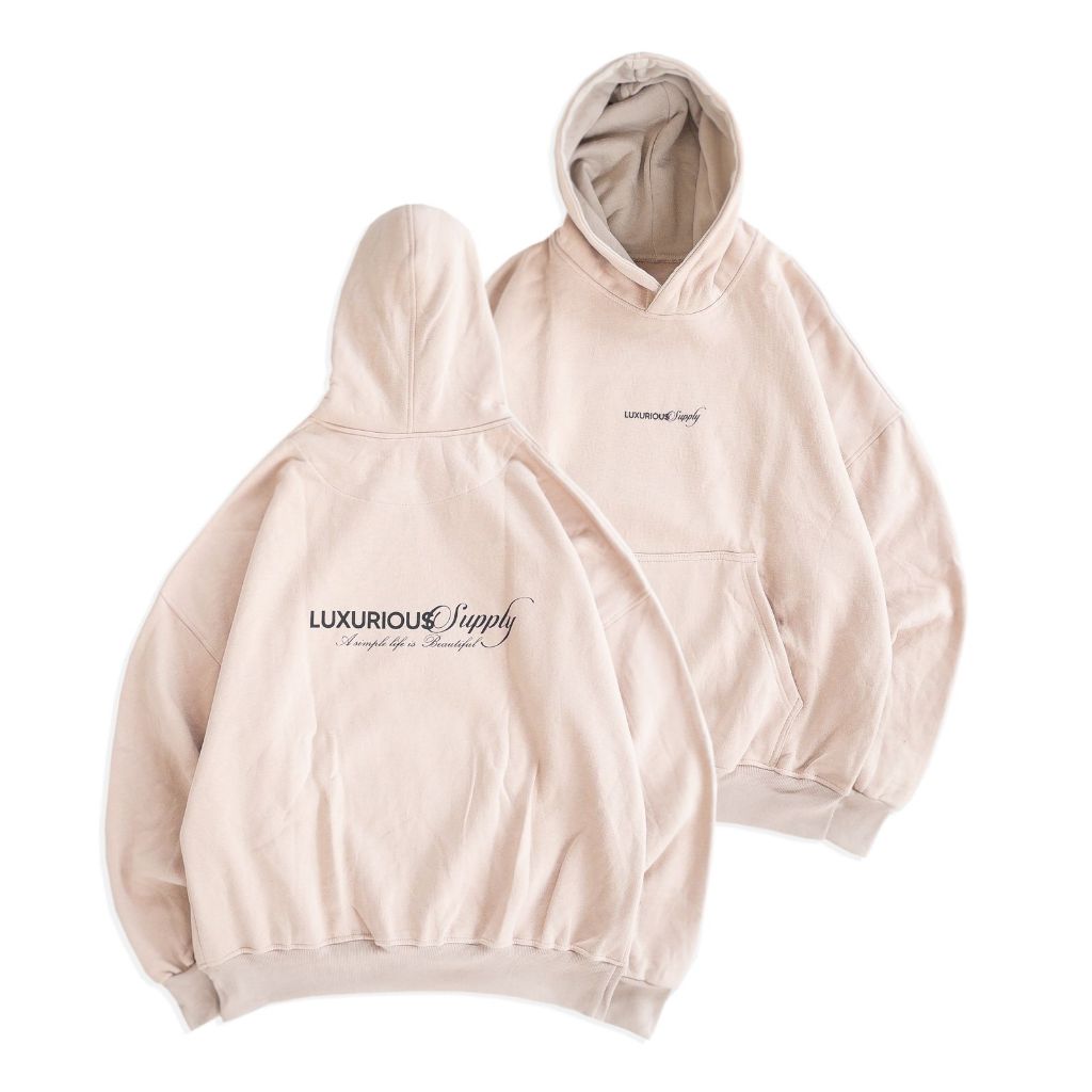 JAKET HOODIE GRAPHIC CREAM LXCASUAL 'A SIMPLE LIFE IS BEAUTIFUL' [HD_0632]