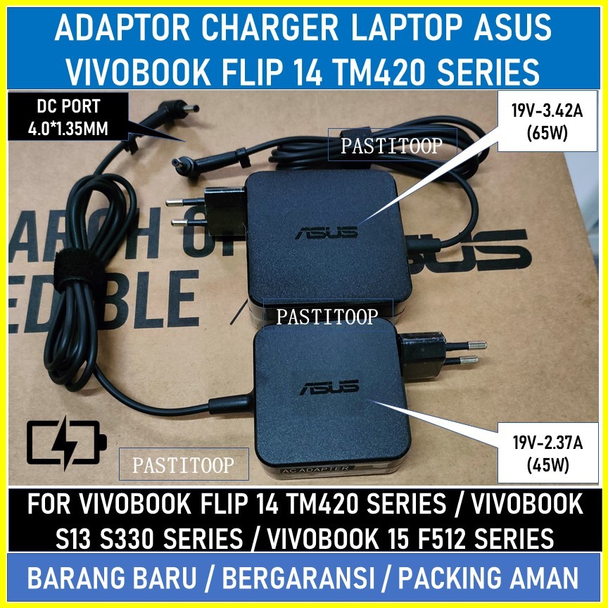 Adaptor charger laptop asus vivobook flip 14 tm420 series terbaru