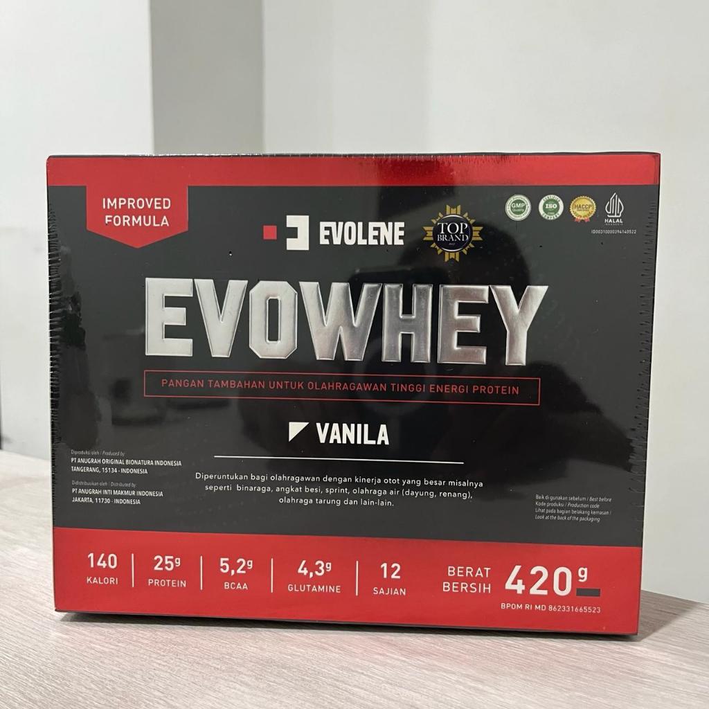 Evowhey 12 Sachet Evolene Whey Protein Concentrate Susu Suplement Fitness Gym Olahraga