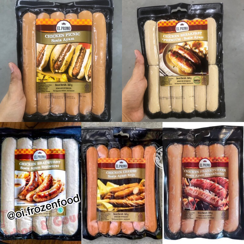 

El Primo Sausages Chicken Cheese Picnic Bratwurst Frankfurter Breakfast Premium 500gr