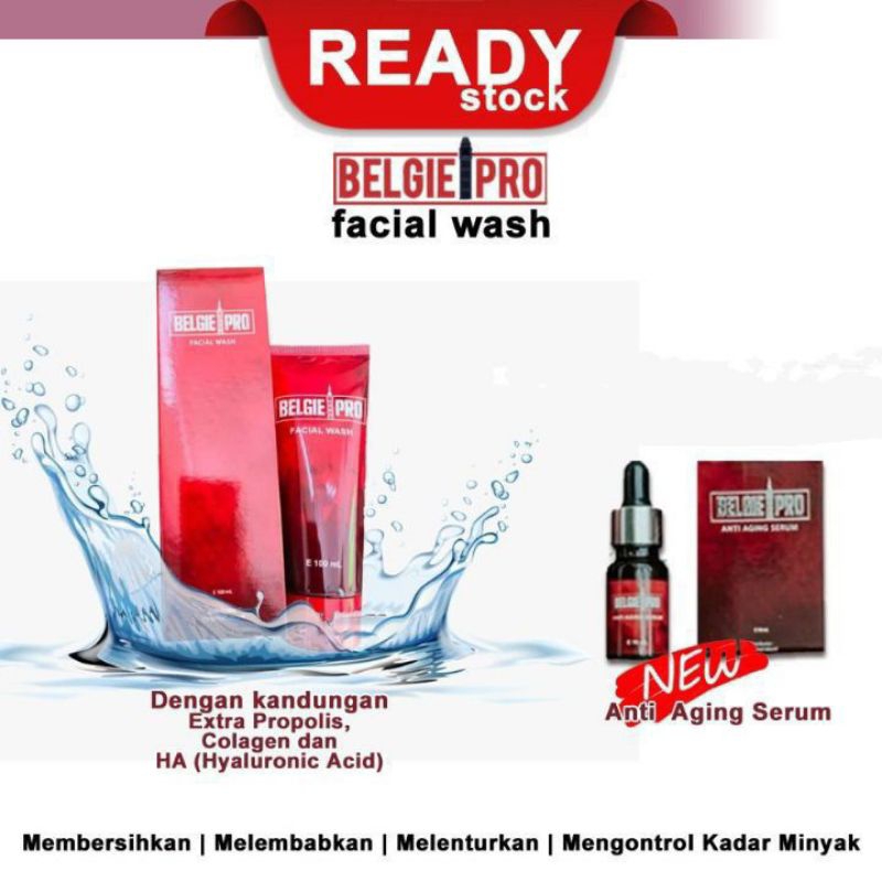 FACIAL WASH DAN SERUM WAJAH FACE SERUM ANTI AGING BELGIE PRO PROPOLIS IPPHO SANTOSA
