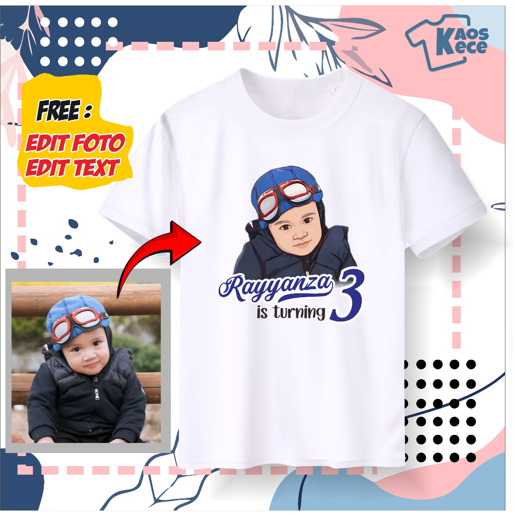 Koas Ulang Tahun Anak Kaos Sablon foto anak Kaos couple Keluarga custom