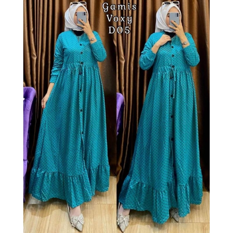 Devstore Grosir Kediri gamis voxy serut polkadot Tebal tidak nerawang Adem
