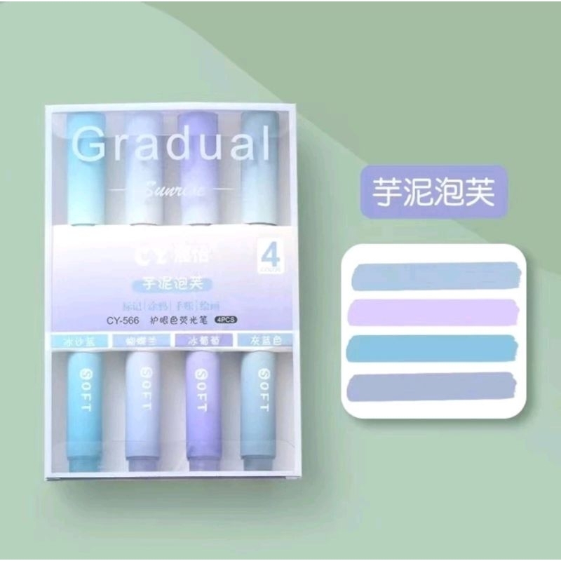 

1 SET ISI 4 HIGHLIGHTER WARNA PASTEL TERANG / 1 SET STABILO HIGHLIGHTER WARNA