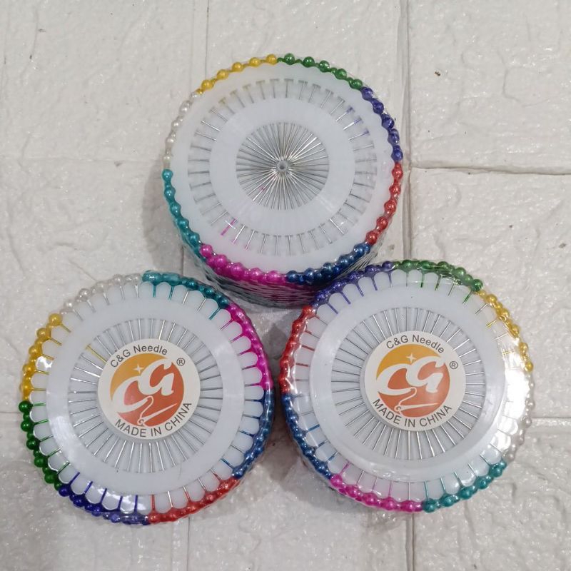 Jarum pentul/jarum pentul hijab/jarum pentul piringan bulat isi 1 lusin 12 pcs