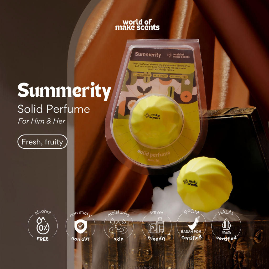 [BPOM & HALAL] WOMS World Of Make Scents - SUMMERITY Parfum Padat Unisex 8g | Solid Perfume Pria Wan