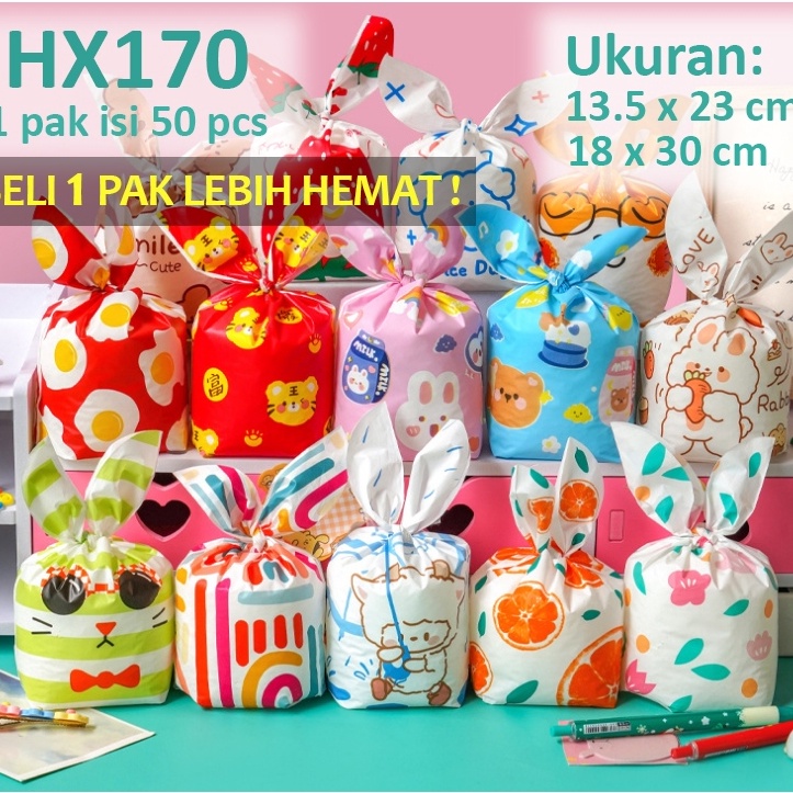 

HX17 5 pcs 135x23 cm Plastik Kuping Kelinci Souvenir Hadiah Snack Kue Permen Goodie Bag Bingkisan Ulang Tahun