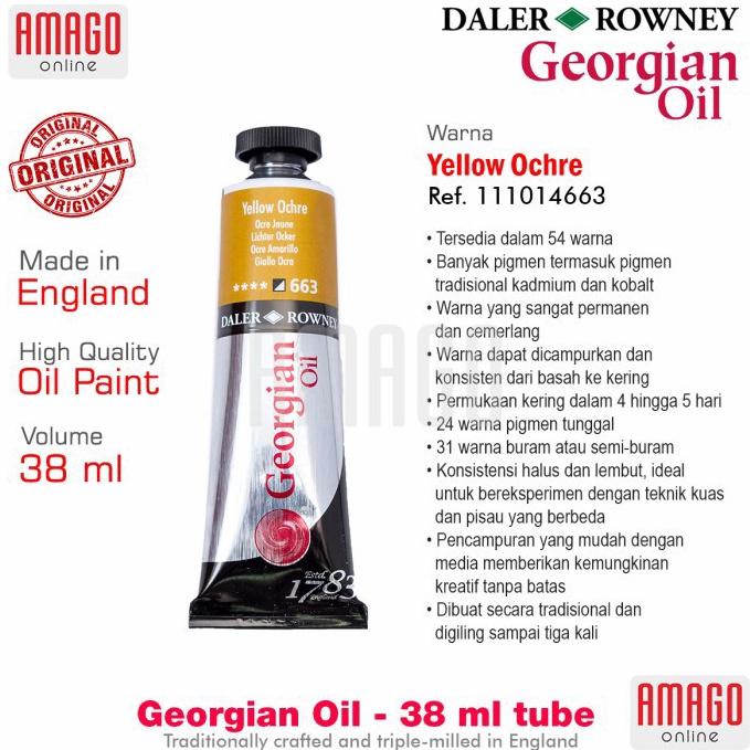 

DALERROWNEY Georgian Oil 38 ml Cat Minyak Lukis Yellow Ochre 11114663 ART K9Z5