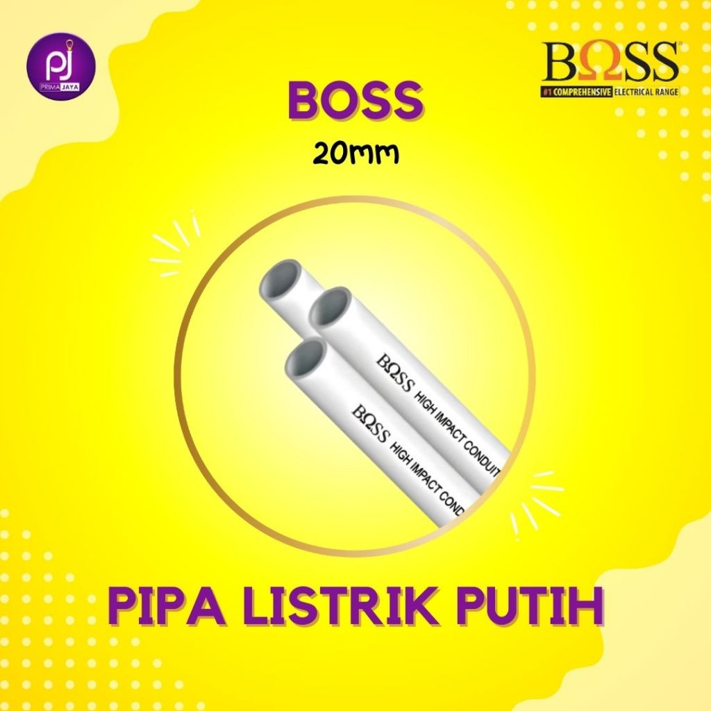 Pipa Paralon Conduit Boss Kabel Listrik Dinding Ukuran 20mm Panjang 2.9 Meter Warna Putih Pralon PVC