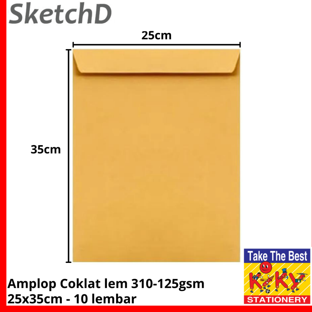 

Amplop Coklat lem 310 - 125 gsm Kiky Envelope 25x35cm 10 lembar