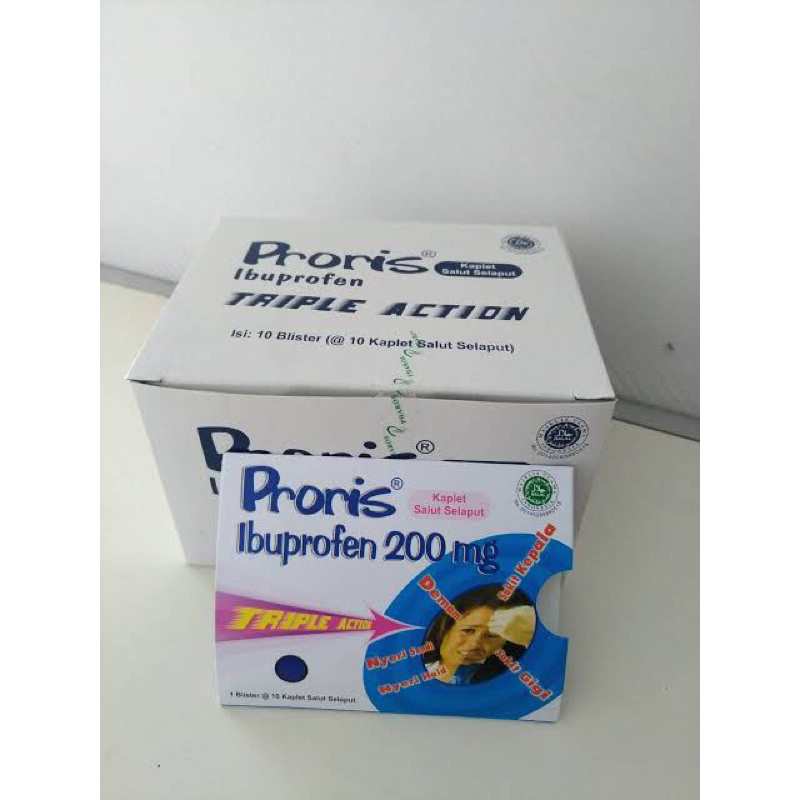 Proris Ibuprofen 200mg Box 10 Strip / Proris Kaplet isi 100 Tablet