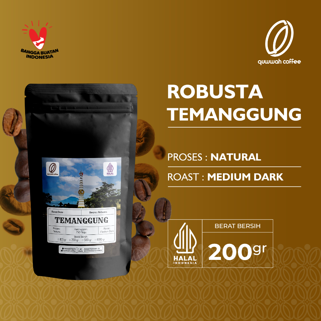 

Biji Kopi Bubuk Fine Robusta Temanggung Robusta Coffee Beans Single Origin Coffee Roast Bean Tubruk Espresso 200 Gram