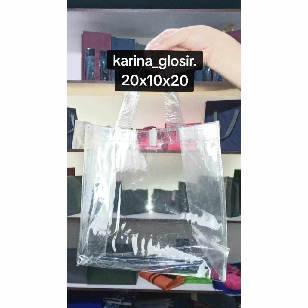 

TAS MIKA ukuran 20x10x20 TRANSPARANT tas Hampers Tas Mika PVC Polos Goodiebag Hampers Souvenir Ulang Tahun Transparant Bening Murah