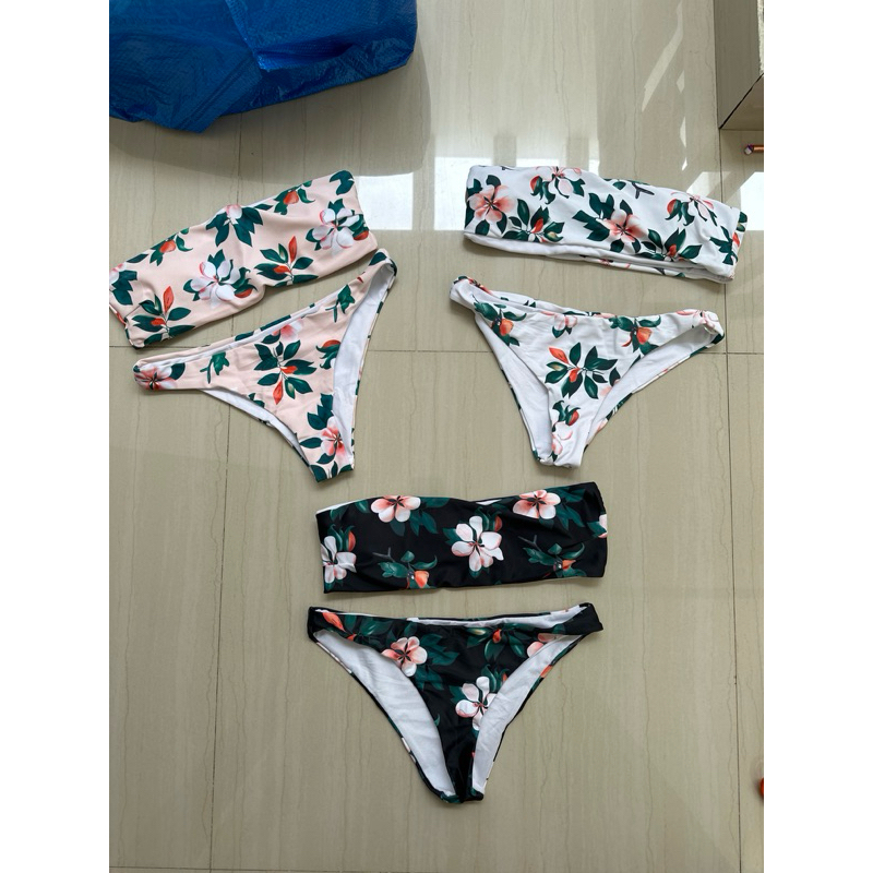 PRELOVED bikini set cream / white / black