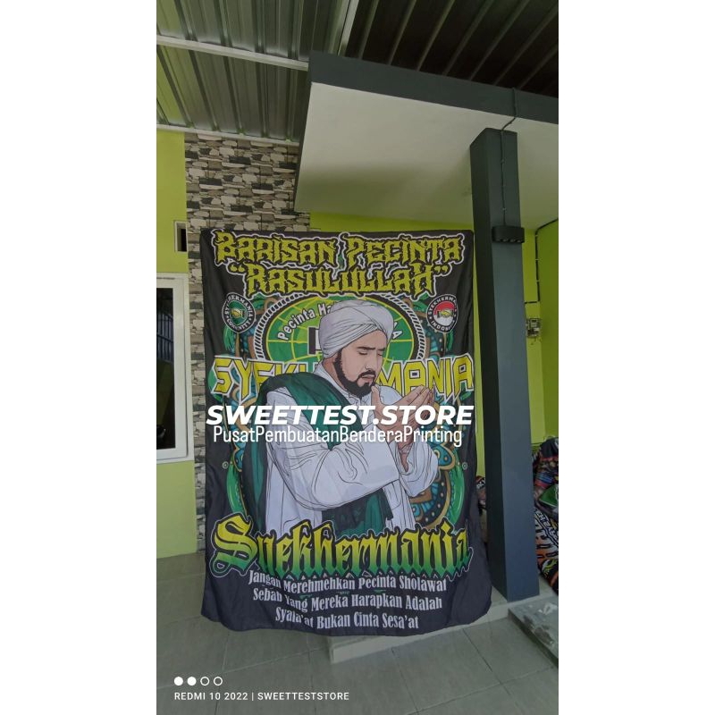 READY STOK FLAG 200X150cm + FREE STICKER, BENDERA SHOLAWAT, BENDERA PRINTING, BENDERA SYEKHERMANIA, 