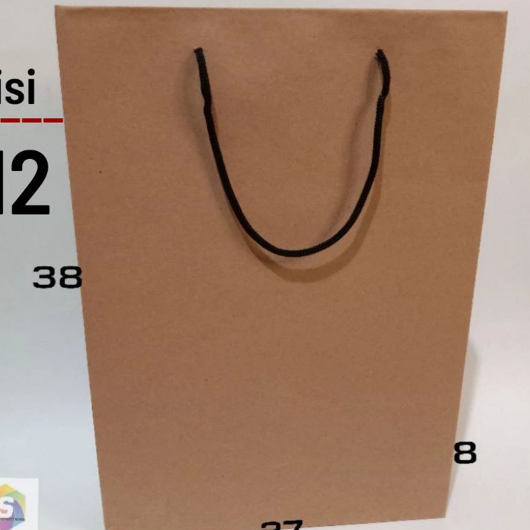 

isi 12 biji Paper bag tas kes 37x8x27cm polos besar tali sepatu