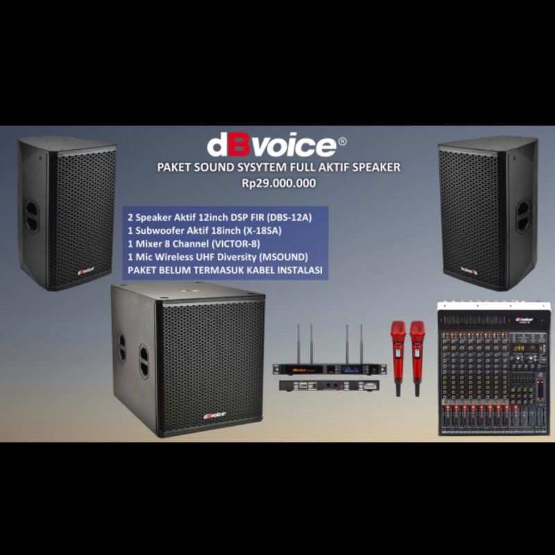 Paket Sound dBvoice DBS-12A + Sub X18SA Original aktif 12 inch + Sub 18 inch