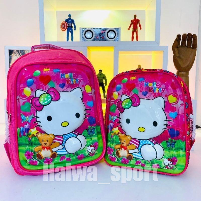 TAS RANSEL ANAK BERKRAKTER HELLO KITTY 3D LED EMBOS TAS PAUD TK SD