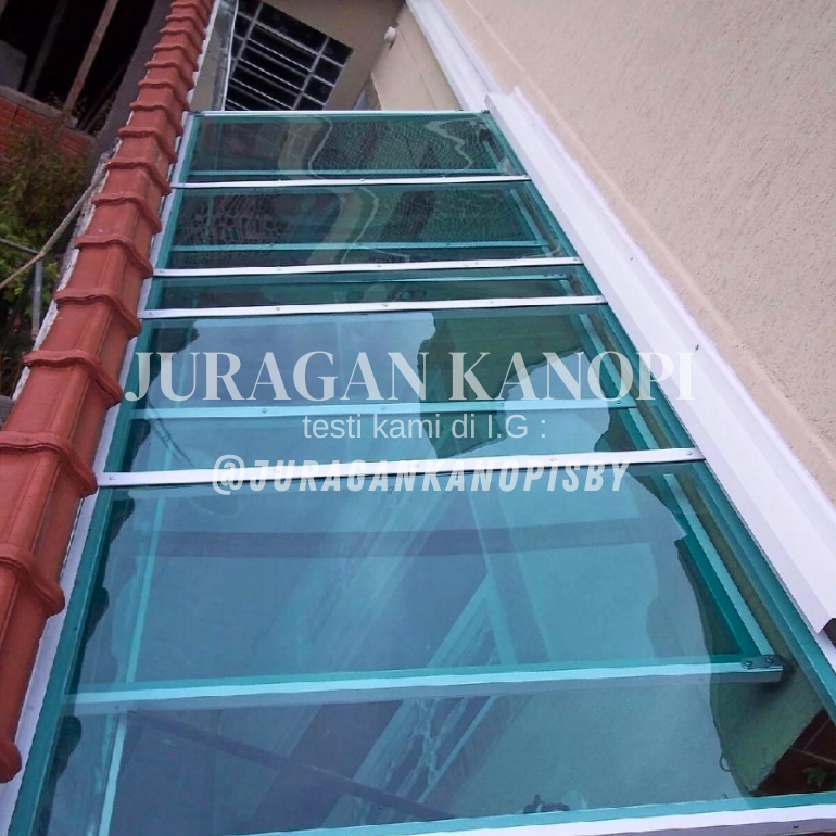 Kanopi sliding / kanopi buka tutup otomatis manual atap Solarflat 1.2 mm terpasang