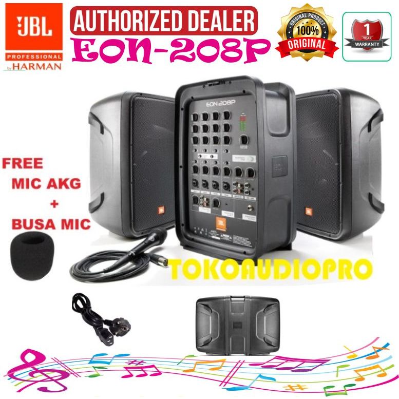 JBL EON208P Portable 300 Watt powered PA System Speaker Aktif Original EON-208P