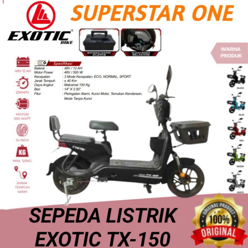 Sepeda motor listrik EXOTIC TX-150 (Hitam)