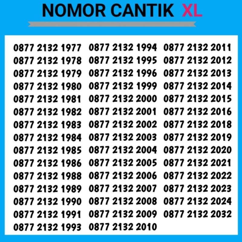 Nomer Cantik Seri Tahun XL