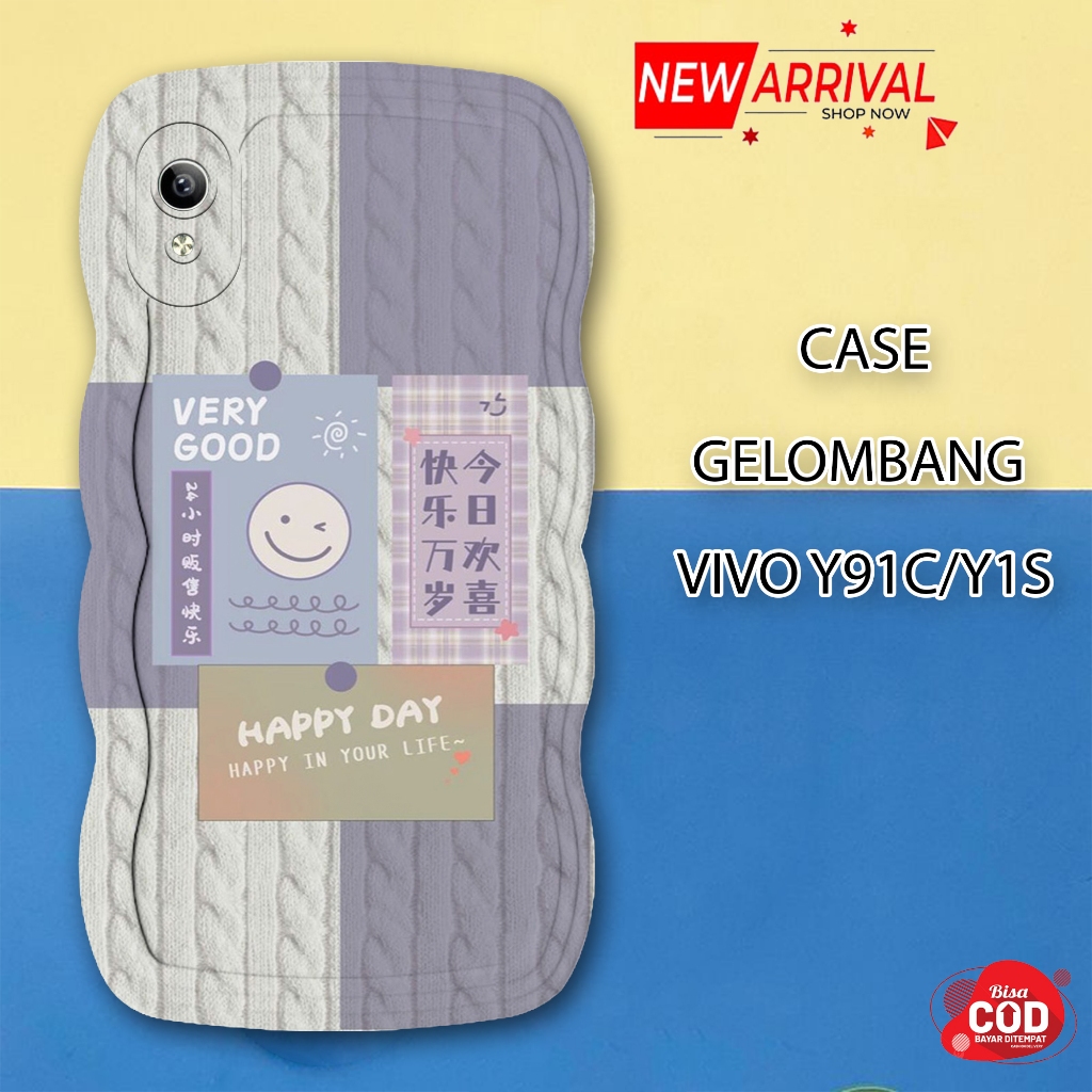 Soft Case GELOMBANG Hp VIIVO Y91C - VIVO Y1S - Case Pro Camera - Fashion Case Motif Lucu  - Casing &