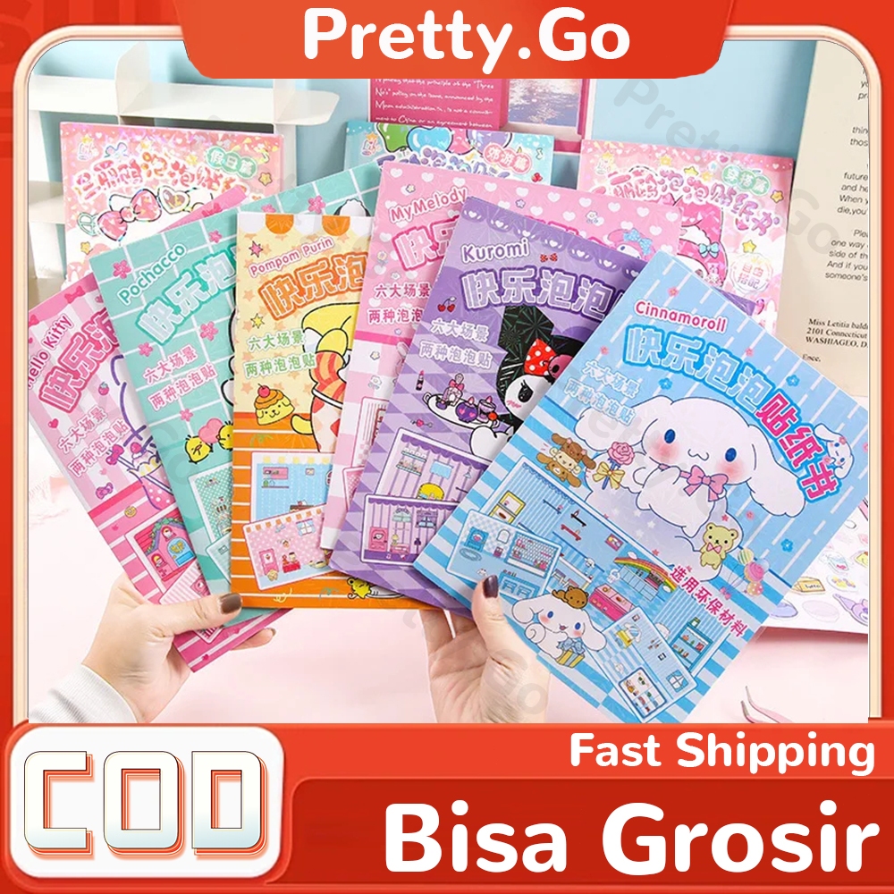 

Mainan Stiker Sanrio Quiet Book DIY Mainan Edukasi Stiker Busy Book Buku Mainan Kreatif Cerita Anak Aktifitas Menempel Mewarnai Gunting Boneka Kuromi/Cinnamoroll/Melody Dress Up Stiker Latihan Montessori