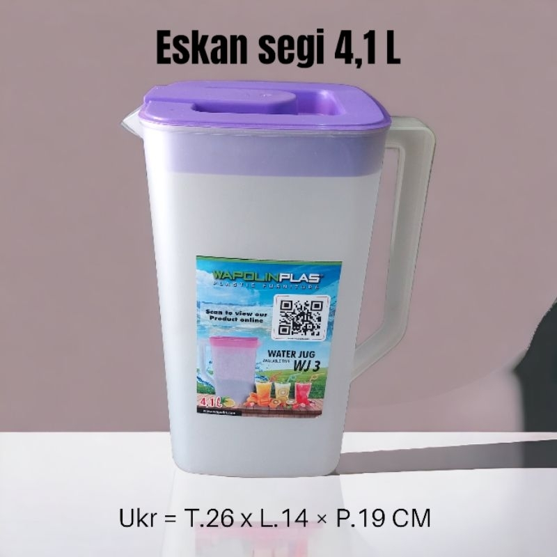 Eskan ceret segi 4,1 liter wapolin jumbo plastik Teko air segi plastik water jug