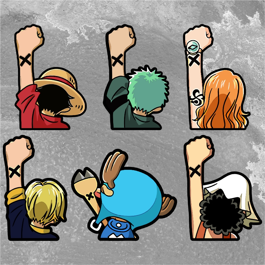 

Sticker Vinyl Premium Anime One Piece Crew SHP ukuran 7 cm sticker case hp ( (Non Hologram)