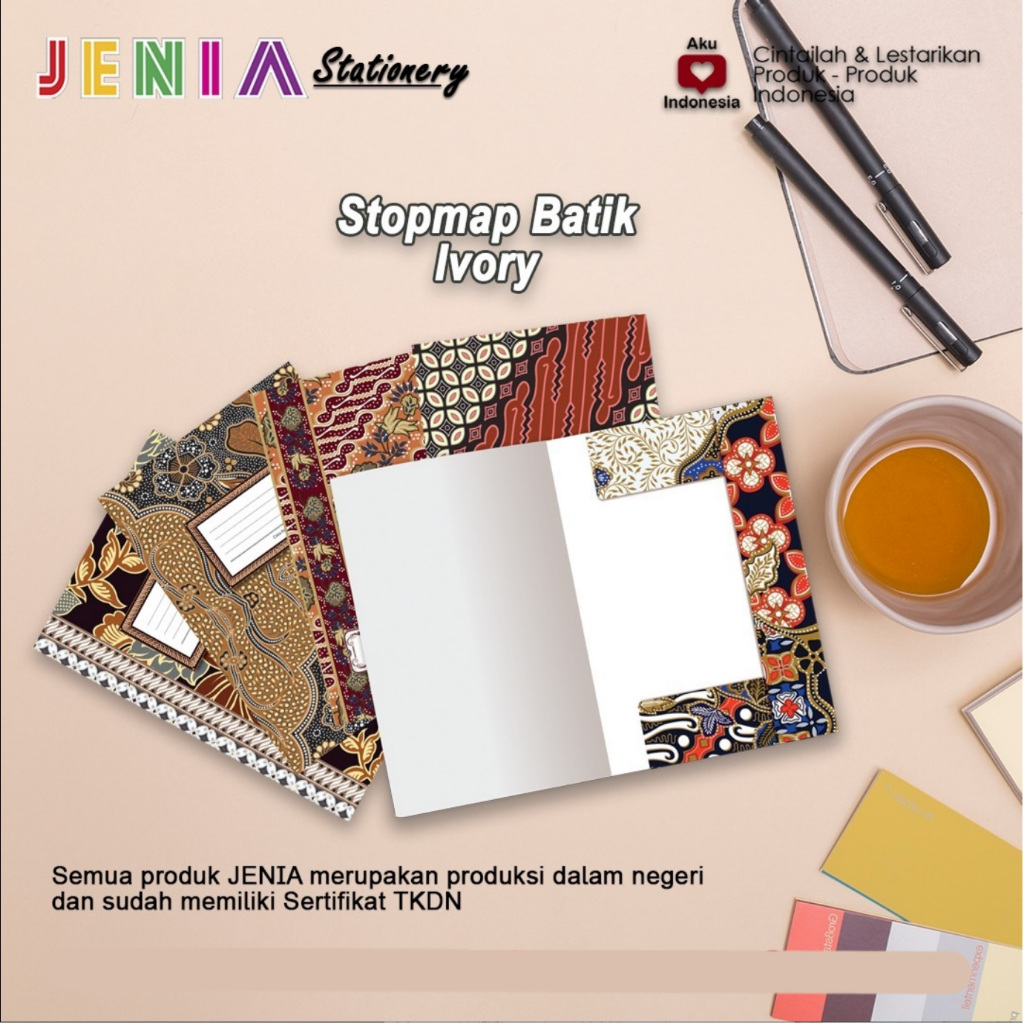 

1 Pak / 10 Pcs Stopmap Map Batik JENIA Ivory