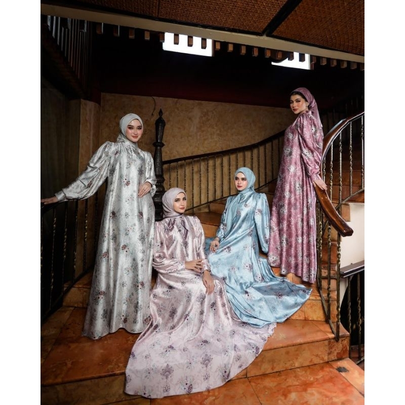 Gamis Set Hijab Bunga Mewah ORI Shellasaukia