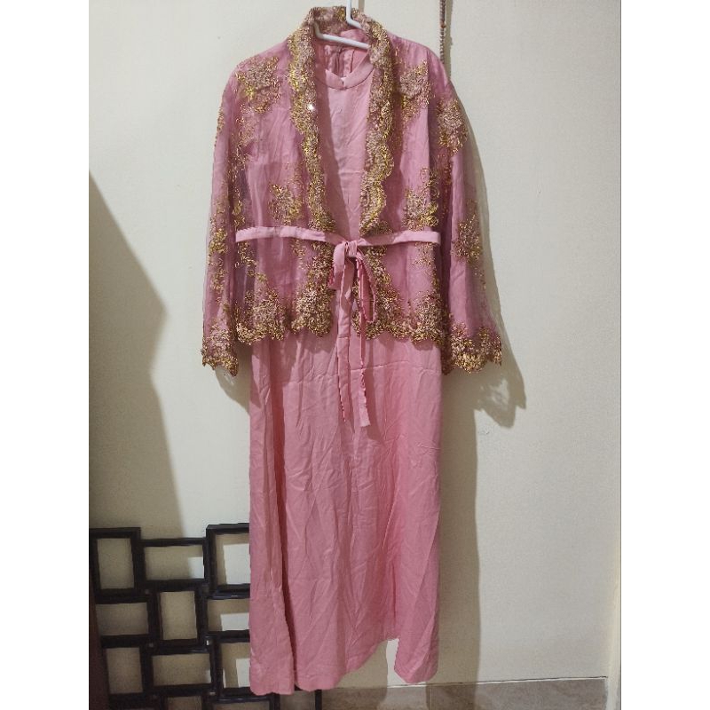 baju gamis kondangan wanita renda brokat