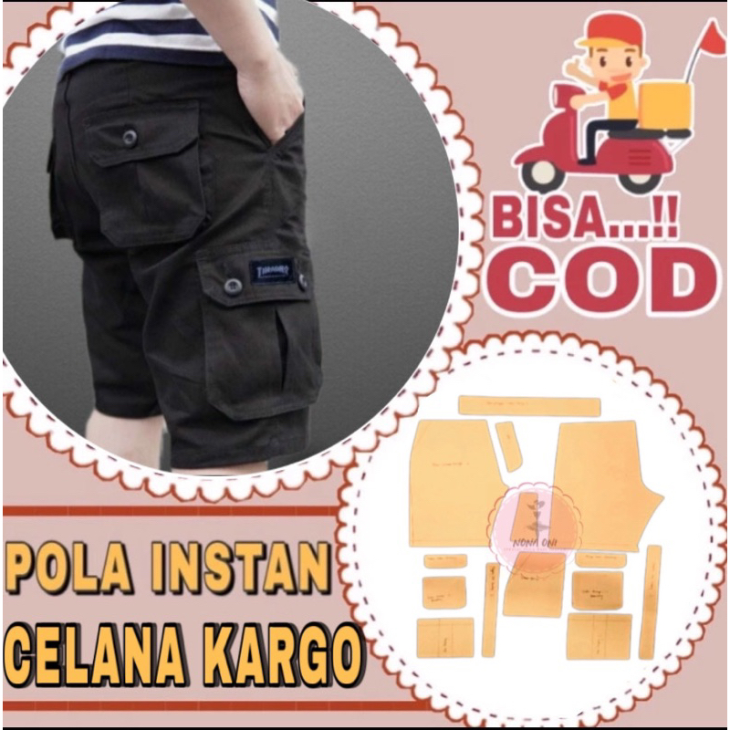 BISA COD✔️ Pola instan celana cargo/kargo pendek dewasa - pola jiplak celana pendek - pola jahit cel