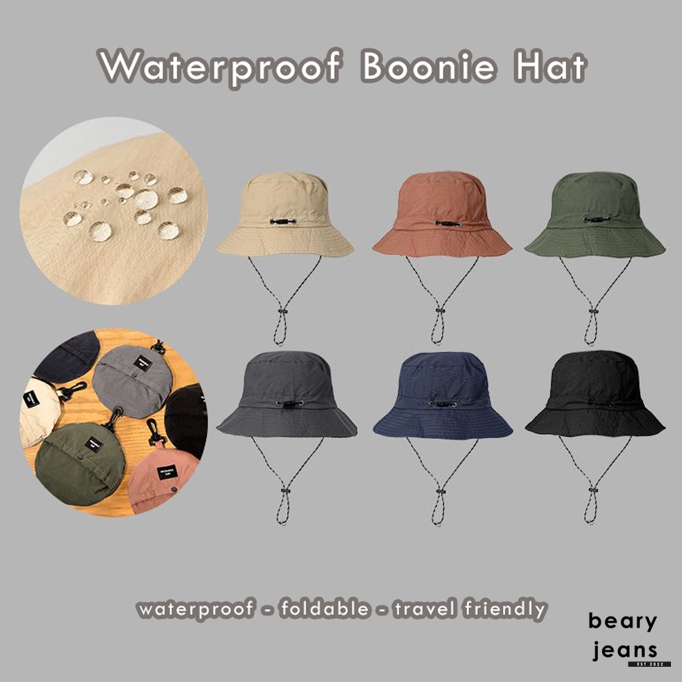 ART I56E BEARY JEANS BJ84  Bucket Hat Bulat Parasut Tali Packable Hat Waterproof Topi Hikking Tahan 