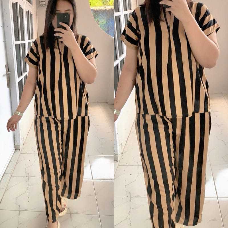 Setelan Andin motif salur/ baju setelan Andin / baju tidur piyama / oneset terbaru / termurah