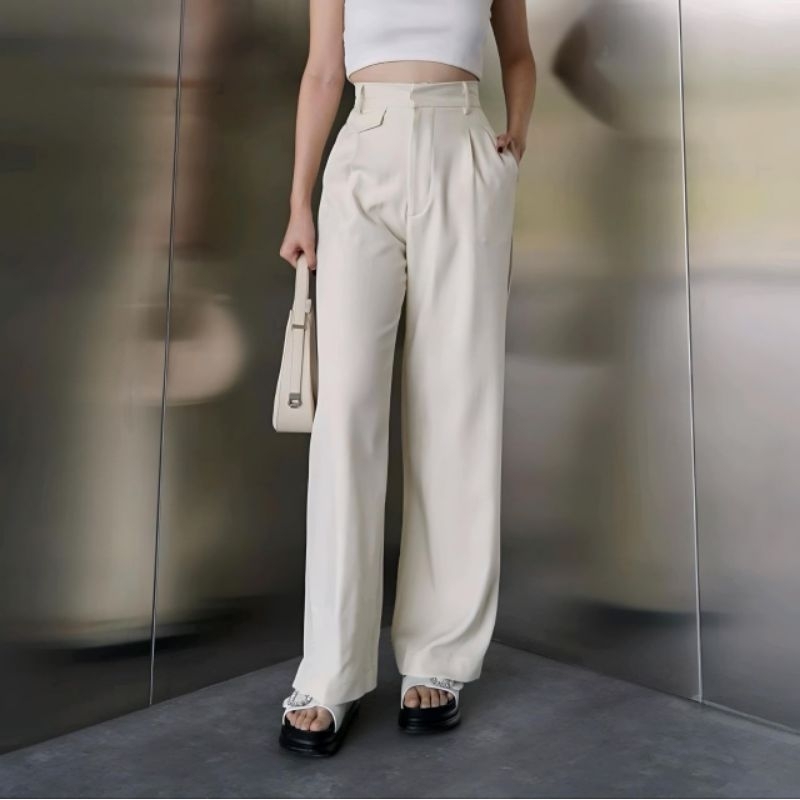ORO PANTS Highwaist Loose Pants Trousers Wanita Celana Anti Kusut Celana Kulot Wanita Celana Kantor