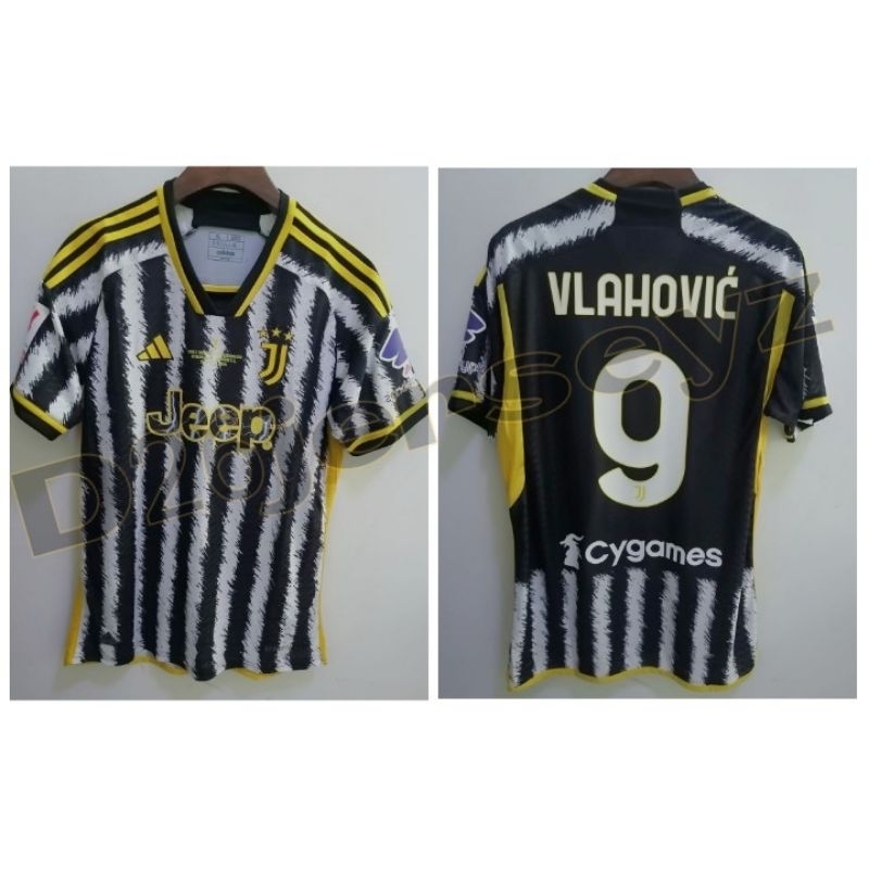 Jersey JuventusS_ Home Final Coppa Italia 2024 Player Issue + Nameset VLAHOVIC 9 / Custom + Patch + 