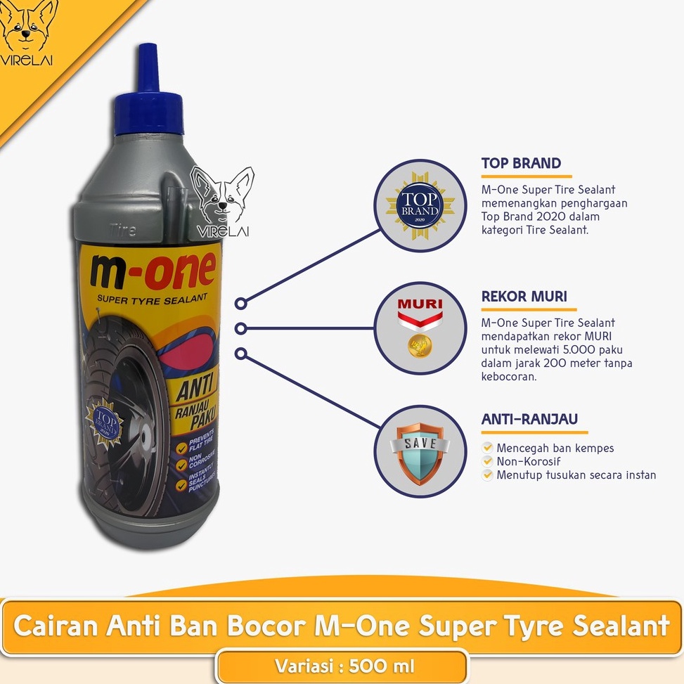 ART H4Q9 Cairan MOne Anti Ban Bocor Super Tyre Sealant 5 ml MOne Top Brand MURI