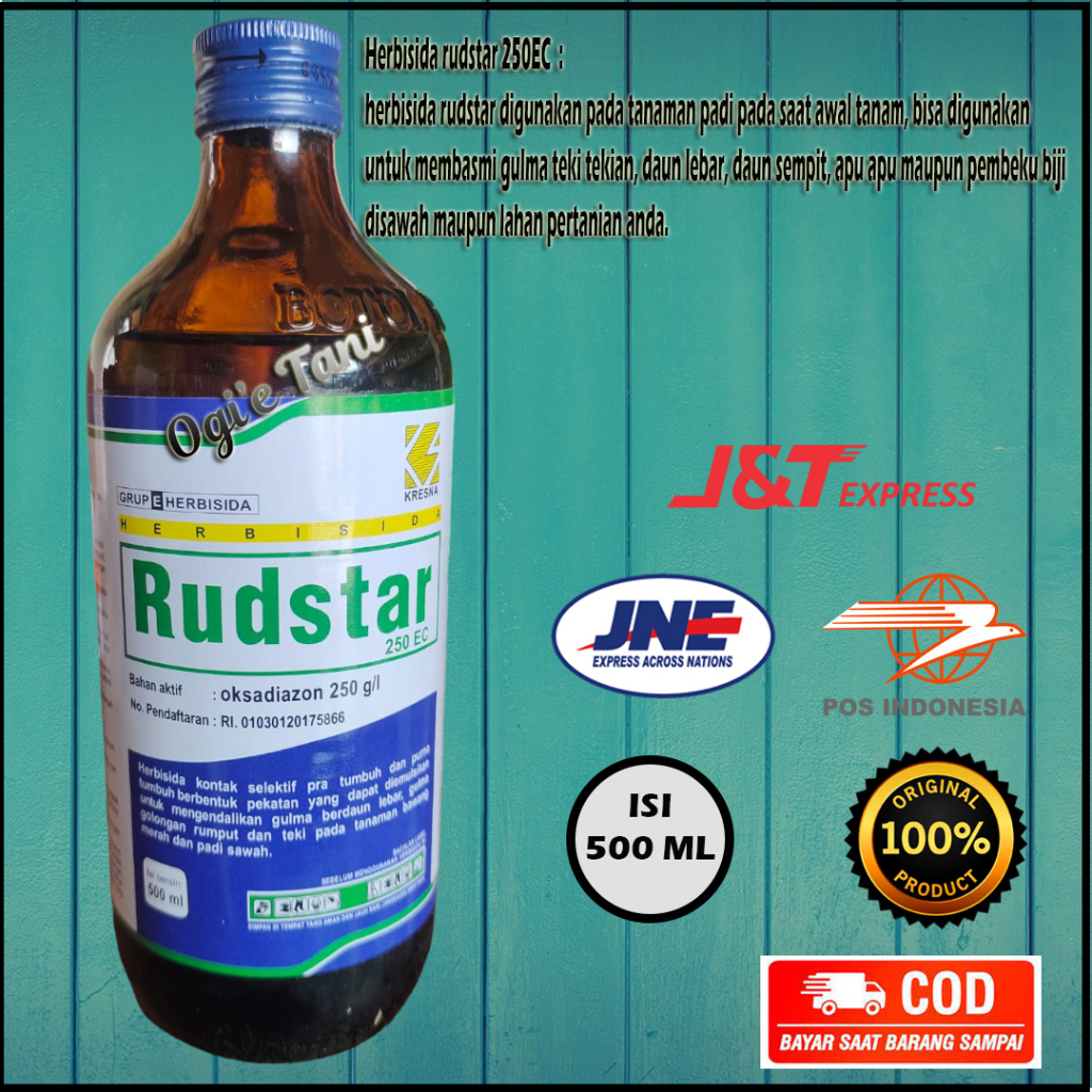 Herbisida Rudstar 250EC, Untuk Pembeku Biji Gulma Pada Tanaman Padi, Isi 500 ml