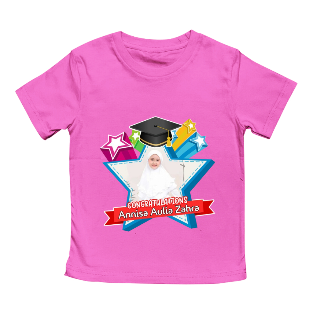 Kaos Anak Cutom Foto Frame Wisuda Kelulusan Sekolah