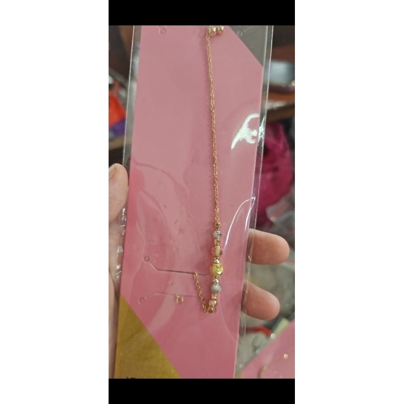 gelang tangan rantai pentol putih rosegold emas asli 700 70% jumbo besar 22 rose gold